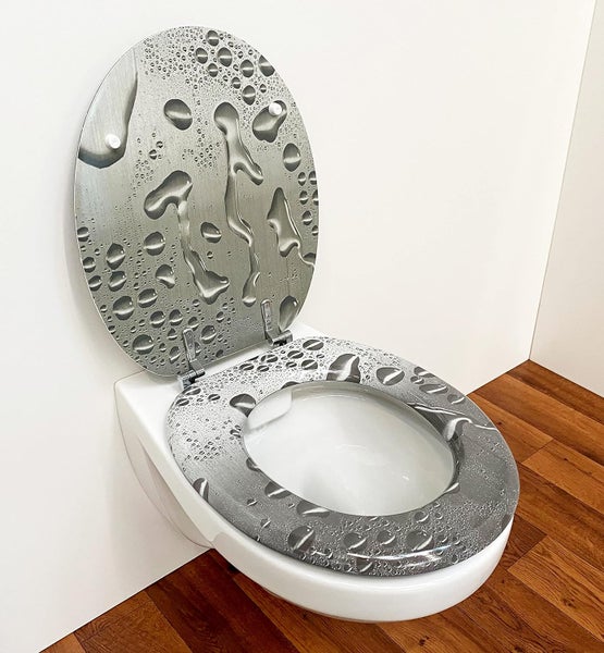 ADOB Design WC Sitz Raindrops, Holzkern bedruckt, verstellbare Metallscharniere, universalpassend