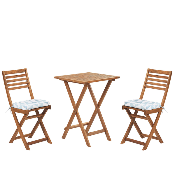 Bistro Set inkl. Kissen klappbar FIJI Akazienholz Blau