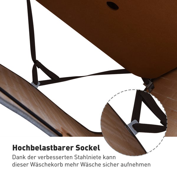 HOMCOM Bambus Wäschekorb schmal mit Deckel 70 L Wäschesammler mit Griffen, herausnehmbarer Wäschesack, Laundry Baskets für Waschküche Schlafzimmer Badezimmer Grau