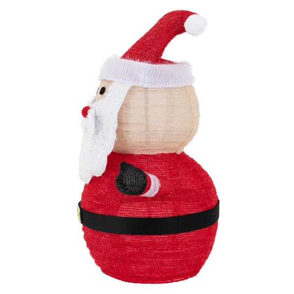 ECD Germany LED Weihnachtsmann mit Mütze, Bart & Handschuhe, 68cm hoch, Gartenfigur mit 30 warmweißen LEDs beleuchtet, Timer, batteriebetrieben, Innen/Außen, zusammenfaltbar, Dekofigur Weihnachtsdeko