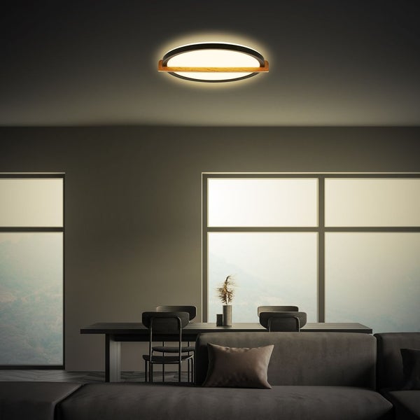 LED Deckenlampe Holz Deckenleuchte Wohnzimmer Schlafzimmer Warmweißes Licht