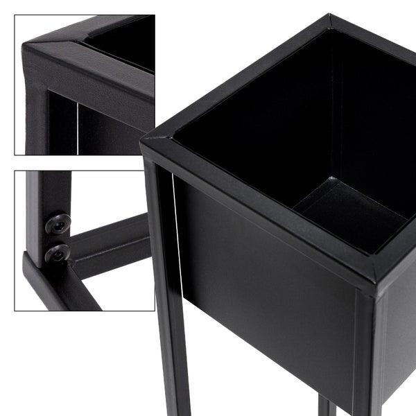 ML-Design Blumenständer im 6er Set, Schwarz, 21 x 50/70 x 21 cm, Moderne Blumentopfständer mit Übertopf, Wetterfeste und robuste Pflanzenständer aus Metall, Blumentopfhalter 2-tlg, Pflanztopf Deko