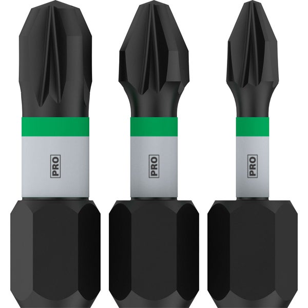 Drei Schrauberbits mit PRO Kennzeichnung