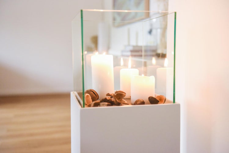 VIVANNO Windlicht CANDELA 80x25x25 cm Alu-Verbund Weiß matt