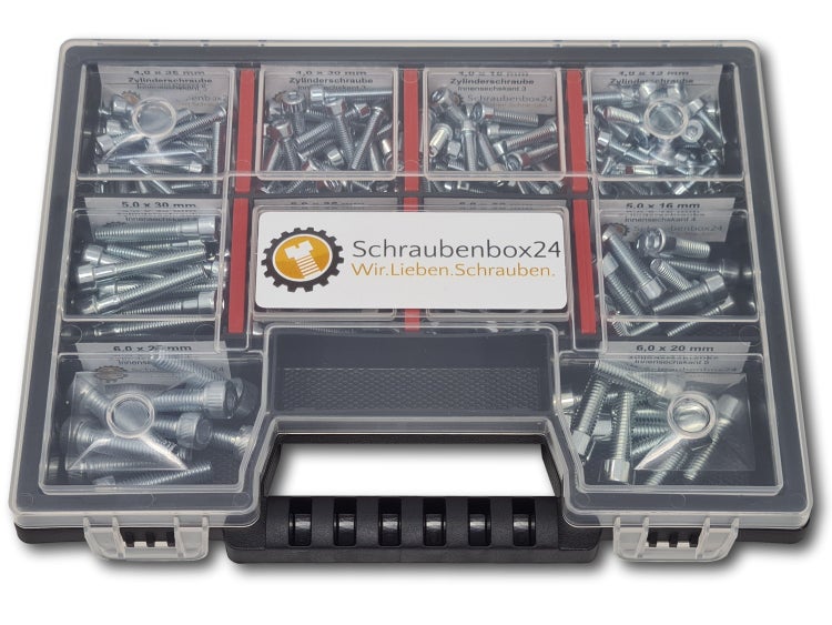 Zylinderkopfschrauben Sortiment M4-M5-M6 // 12mm-30mm 210 tlg. Schraubenbox DIN 912/ISO4762 Bolzen Vollgewindeschrauben Maschinenschrauben Gewindeschrauben Zylinderkopfschrauben