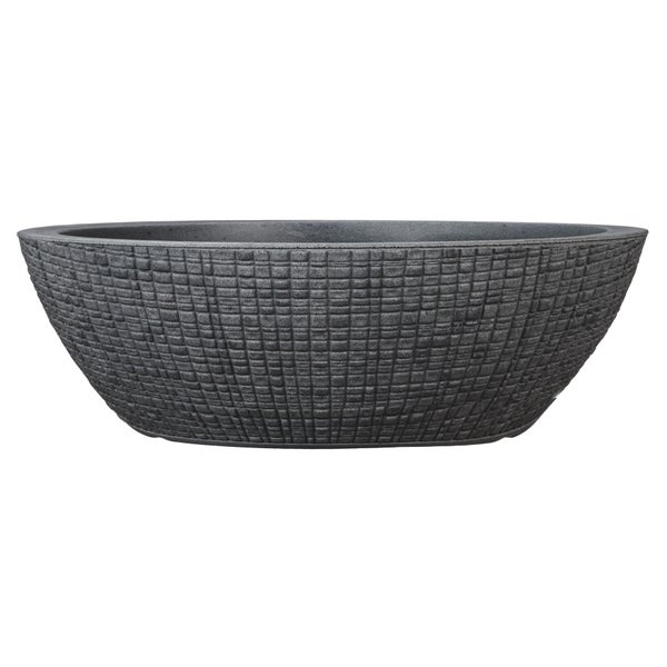 Scheurich Barceo Jardiniere 60, Pflanzschale/Blumentopf/Pflanzenschale, oval,  aus Kunststoff Farbe: Stony Black, 58,5 cm Breite, 23,7 cm Tiefe, 19,5 cm hoch, 14,5 l Vol.