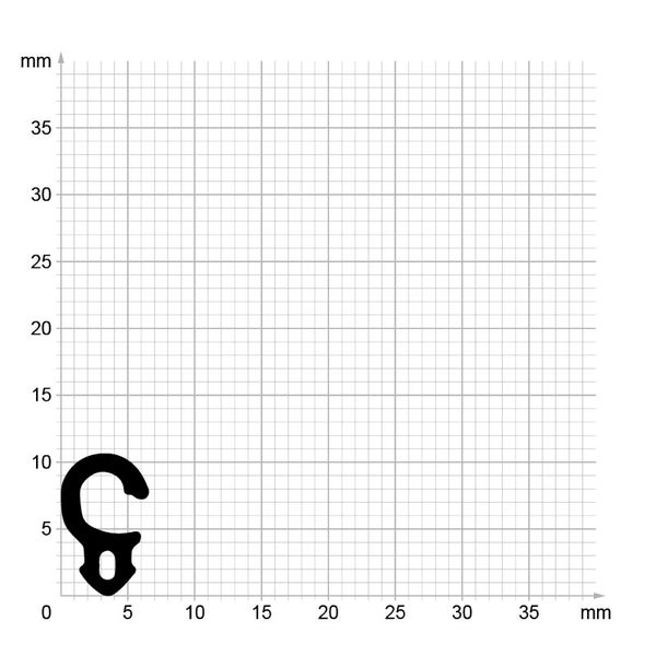 Abmessungen eines Befestigungselements auf einem Millimeterpapier