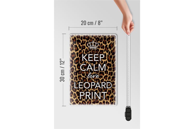 Blechschild Spruch 20x30cm Keep Calm love leopard print
