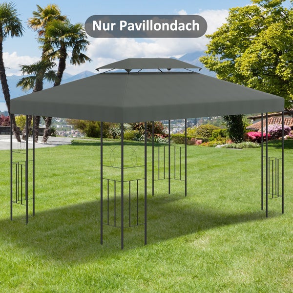 Outsunny Ersatzdach, Pavillondach für Metallpavillon, 3x4m, Polyester, Dunkelgrau