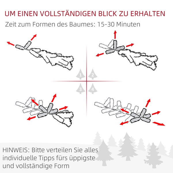 HOMCOM 180 cm Weihnachtsbaum Künstlich Naturgetreu Dichte Zweige Christbaum mit 1942 Astspitzen realistisches Aussehen für Weihnachtsfest Grün