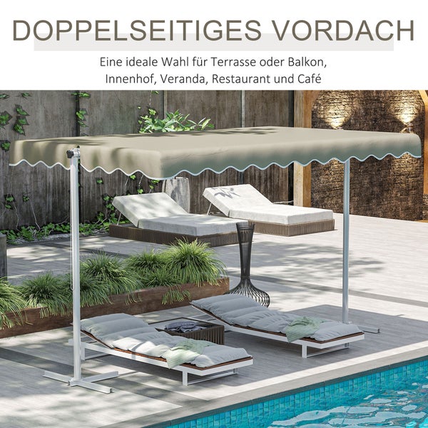 Doppelseitiges Vordach mit Liegen und Pool für Terrasse oder Balkon