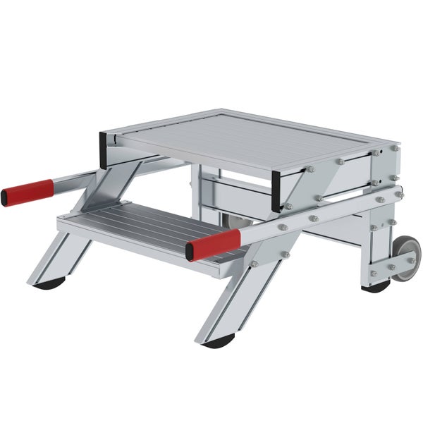 Aluminium Arbeitsbühne mit zwei Stufen und Rollen