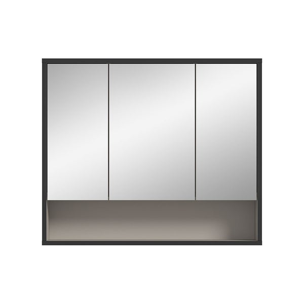 Bagno Spiegelschrank Bad 3 Spiegeltüren hellgrau, cremefarben. 80 X 19 X 68 cm