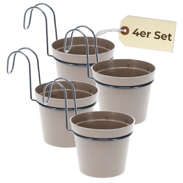 Vierer-Set Balkonkasten Blumentöpfe mit Halterung