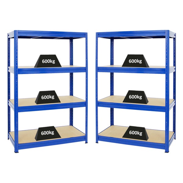 PROREGAL Mega Deal 2x Schwerlastregal Dino HxBxT 180 x 120 x 60 cm Fachlast 600 kg Blau