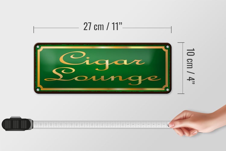 Blechschild Spruch 27x10cm Cigar Lounge Zigarre Lounge Dekoration