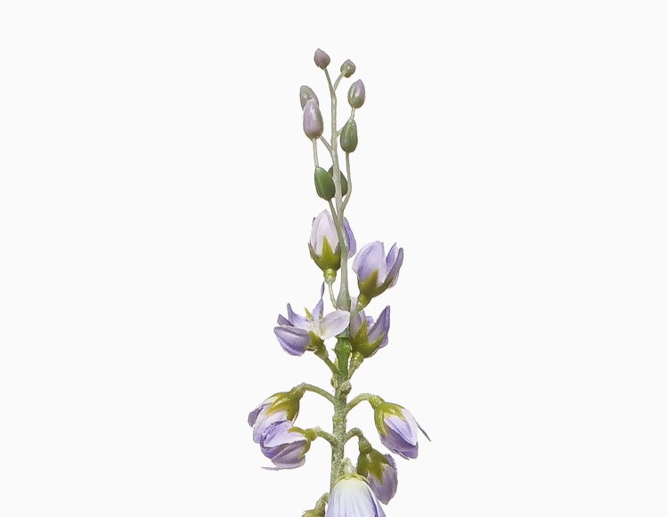Künstliche Glockenblume am Stiel aus Textil und Kunststoff.