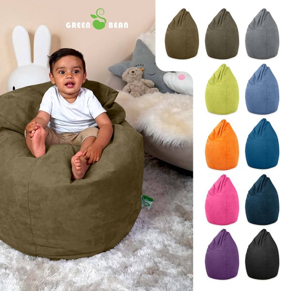 Green Bean Sitzsack mit Rückenlehne 60x60x90cm - Indoor Sitzkissen 220L Füllung Kuschelig Waschbar - Bean Bag Bodenkissen Lounge Chair Sitzhocker - Olivgrün