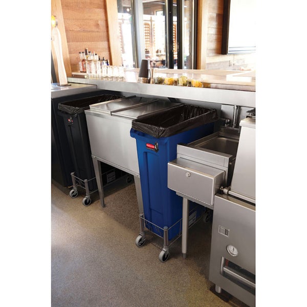 PROREGAL Rubbermaid Slim Jim Mülleimer Mit Belüftungskanälen 87 Liter HxBxT 76,2 x 28 x 56 cm Blau Recyclingsymbol