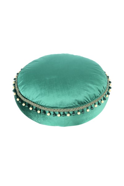 Pouf Hocker samtweich, orientalisches Design Grün Rund Ø 65 cm