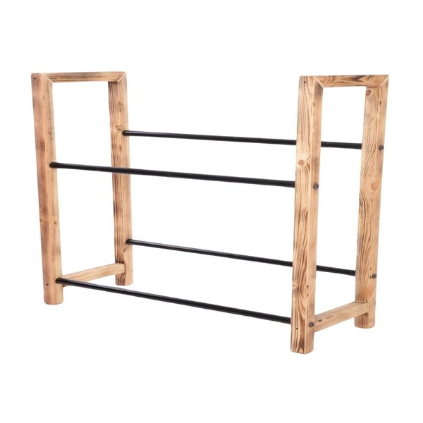 PROREGAL Getränkekistenregal HUNSRÜCK HxBxT 95x112x32cm 6 Kisten auf 2 Ebenen Massives Kiefernholz Gebrannt