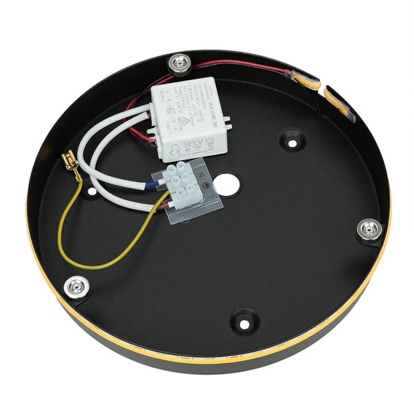 Innenansicht einer Deckenleuchte mit elektronischen Komponenten