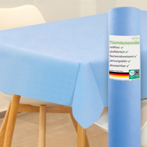 Sensalux Tischdeckenrolle 25m lang aus stoffähnlichem Vlies, Farbe + Breite wählbar 1,18 m x 10 m Hellblau
