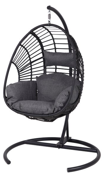 Armin Hängesofa-Stuhl inkl. Kissen, schwarz, schwarz und grau.
