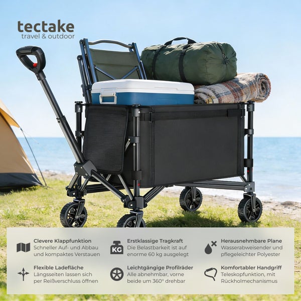 Tectake Bollerwagen mit Campingausrüstung