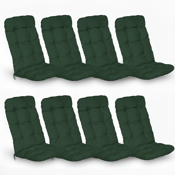 Set von acht Hochlehner Auflagen für Gartenstühle aus Textil mit Steppung