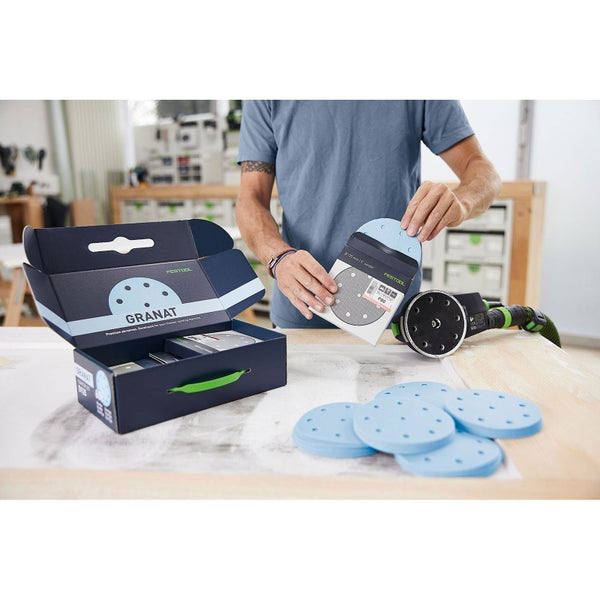 Festool Granat Schleifscheiben Set mit Schleifmaschine