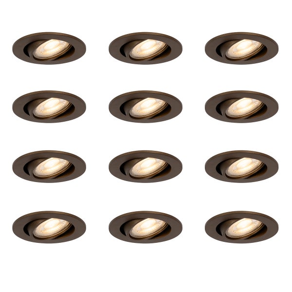 Set aus 12 schwenkbaren LED Einbaustrahlern aus Metall in Braun.