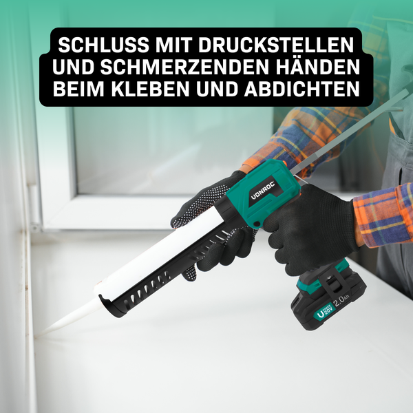 VONROC Akku Kartuschenpresse, Kartuschenpistole [Neues Model] - 20V - 4 Stufen Durchfluss, Silikonpistole ohne Akku und Ladegerät