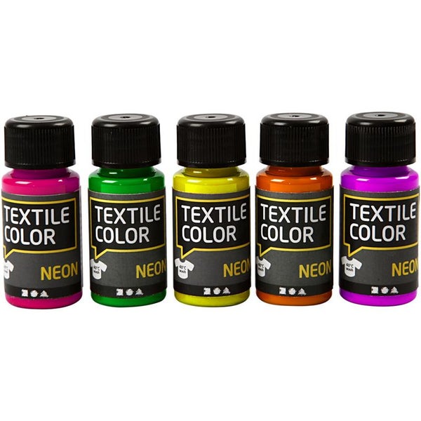 Creativ Company  Textilfarbe, Sortierte Farben, 5x50 ml