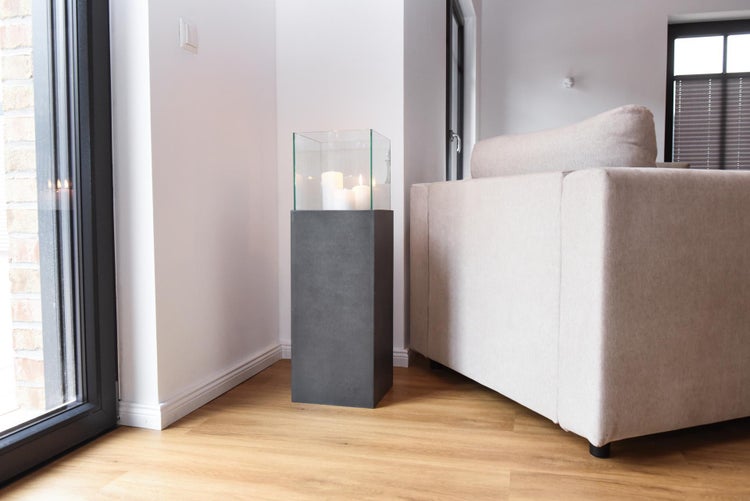 VIVANNO Windlicht CANDELA 80x25x25 cm Fiberzement Anthrazit matt