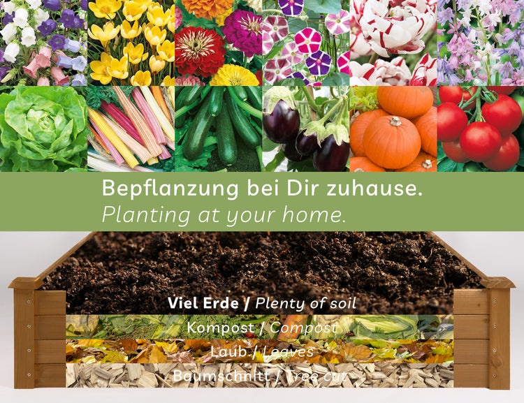 needs&wants® Große Hochbeet-Umrandung aus Holz für Garten Terrasse, Pflanzbeet Bausatz XL quadratisch, Blumenbeet Kräuterbeet niedrig deko, 120 x 120 x 26,5 cm, braun