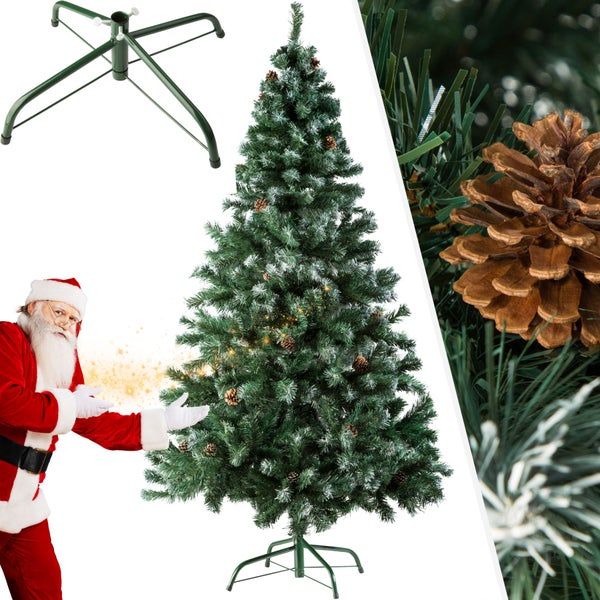 Weihnachtsbaum 180 cm - tectake® 180 cm, künstlich mit Zapfen inklusive Metallständer mit Kunststoffkappen