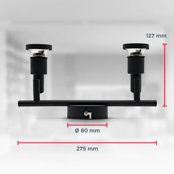 Deckenleuchte Bad LED Decken-Strahler Spot 2x GU10 Schwarz Badezimmer-Lampe IP44