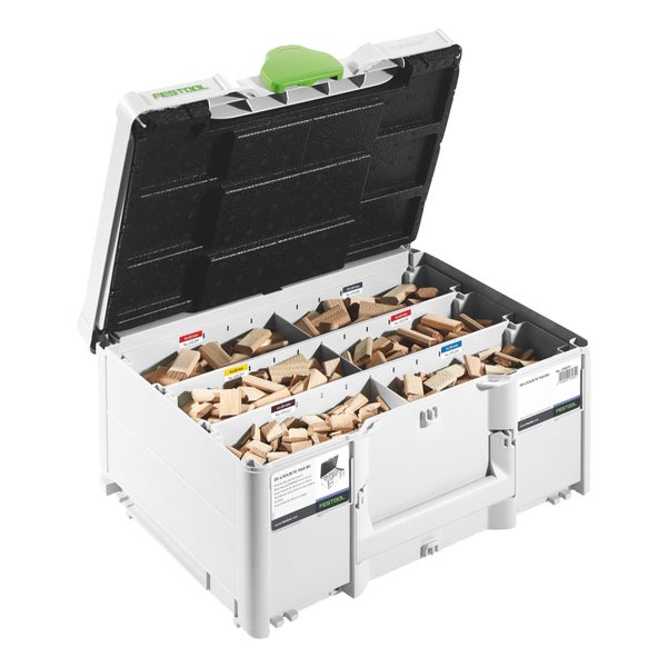 Festool DF 500 Q-Set Dübelfräse 420 Watt 4 - 10 mm + Leistenanschlag + Queranschlag + 1060 tlg. DOMINO Dübel Buche Sortiment + Systainer