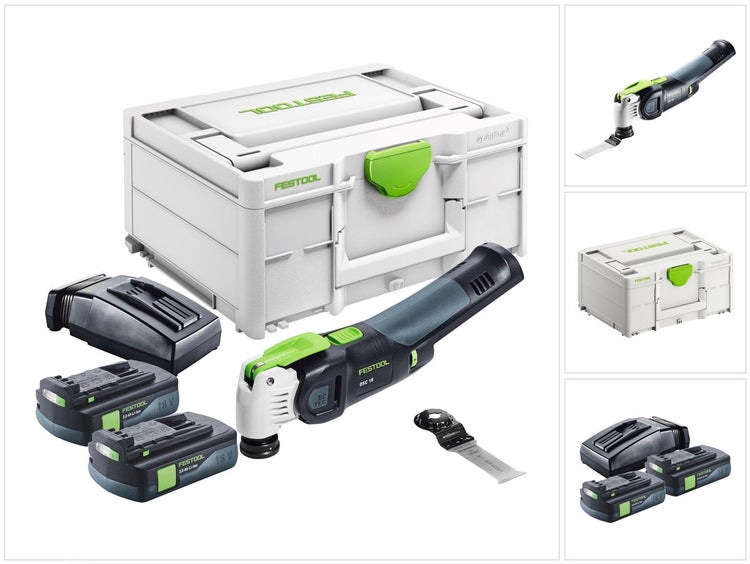 Festool VECTURO OSC 18 E-Basic Akku Oszillierer 18 V Starlock Max Brushless + 2x Akku 3,0 Ah + Ladegerät + Systainer