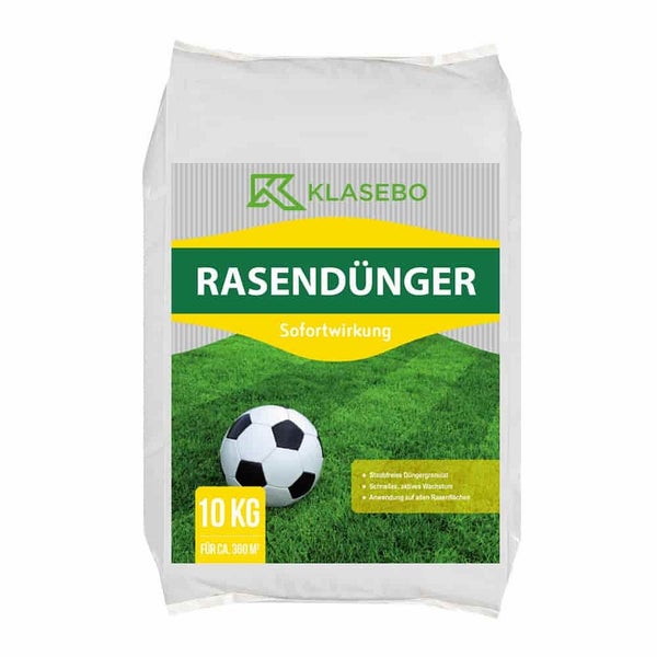10kg Rasendünger Sofortwirkung KLASEBO 21+6+12 NPK 360m²