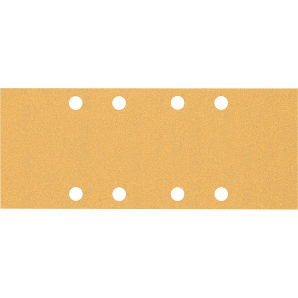 Eine Person schleift Holz mit einem Schwingschleifer, ausgestattet mit Schutzbrille, Mundschutz und Handschuhen.