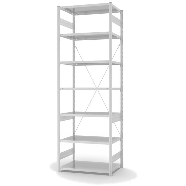 PROREGAL Lebensmittel Fachbodenregal Stecksystem T-Profil Grundregal HxBxT 300 x 100 x 60 cm 7 Ebenen Fachlast 140 kg Hygienische Beschichtung Weiß