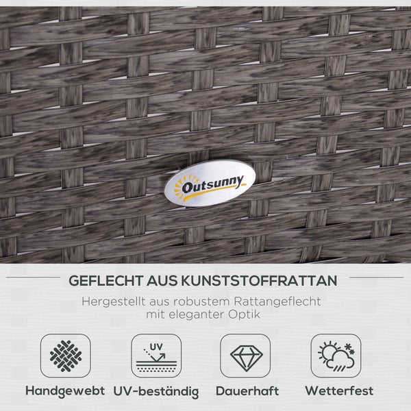 Outsunny 5-tlg. Gartenmöbel-Set, L71 x B67 x H75 cm, Polyrattan, Metall, 180g/m²-Polyester, Hartglas, grau
