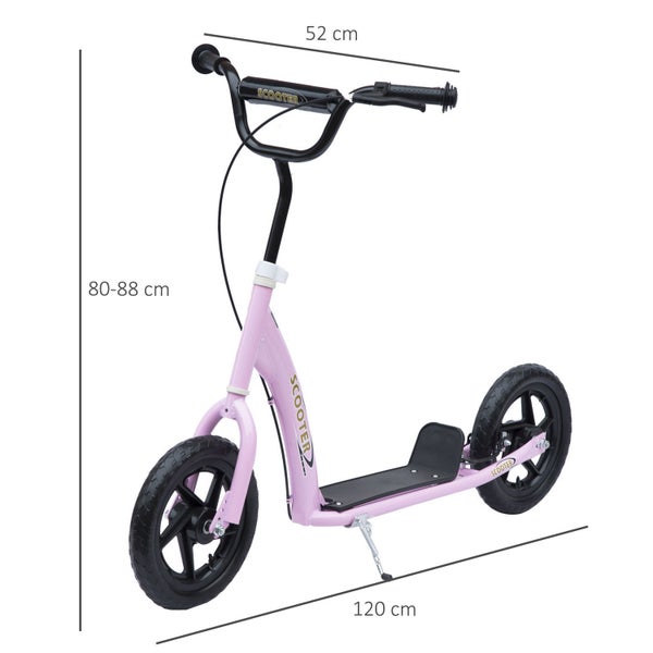 HOMCOM Kinderroller, L120 x B52 x H80-88 cm, Stahl, PVA, EVA, Rosa
