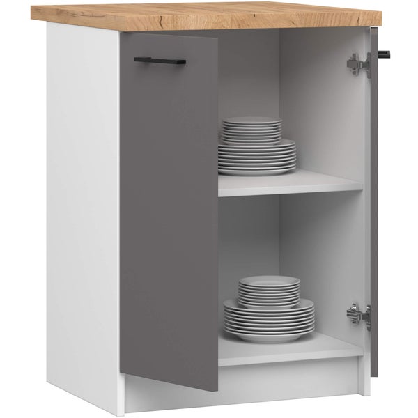 Küchenschrank mit Regalböden und Geschirr