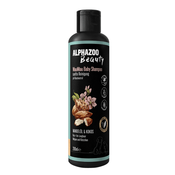 ALPHAZOO Wau Miau Baby Shampoo 200ml für Hunde und Katzen I Kitten und Welpenshampoo