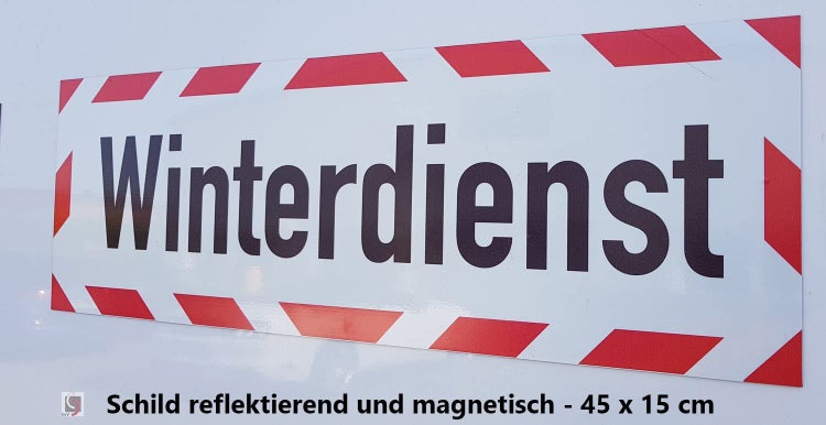 Reflektierendes magnetisches Schild Winterdienst, 45 x 15 cm