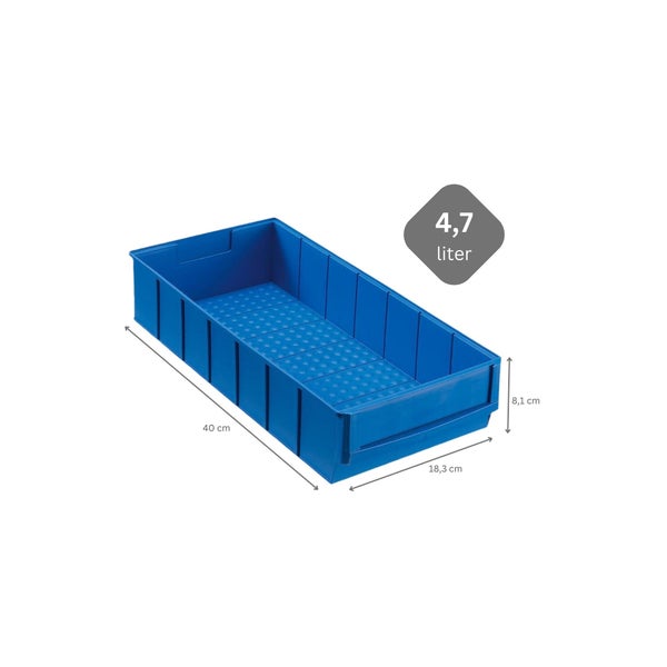 PROREGAL SuperSparSet 24 x Blaue Indurstriebox 400 B HxBxT 8,1 x 18,3 x 40 cm 4,7 Liter Sortimentskasten