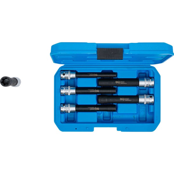 Steckschlüssel-Satz mit Innenvielzahn-Profil in einem blauen Koffer